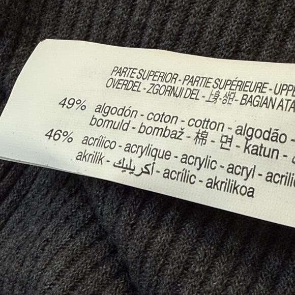 Zara Black and Gray Midi Dress Size Small Ribbed Knit Top Short Sleeve Flared - Picture 6 of 6